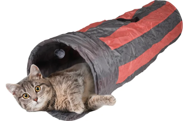 33161-a-01.png JOUET FELINE TUNNEL AVEC BALLE GRIS & ROUGE