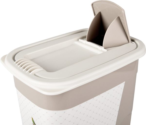 Conteneur à croquettes June Rectangle Taupe & Blanc 4,1L
