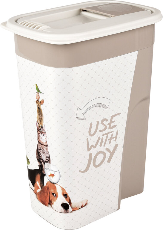 Conteneur à croquettes June Rectangle Taupe & Blanc 4,1L