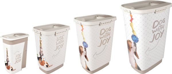 Conteneur à croquettes June Rectangle Taupe & Blanc 4,1L