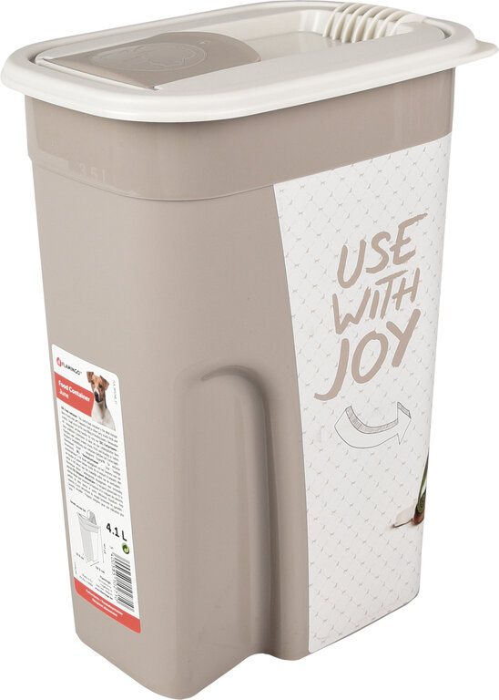 Conteneur à croquettes June Rectangle Taupe & Blanc 4,1L