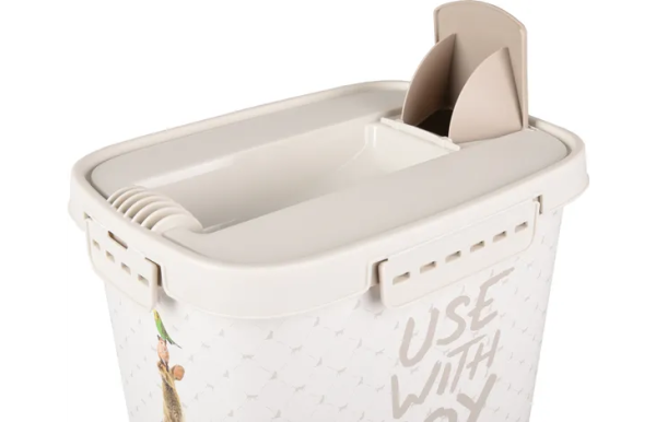 Conteneur à croquettes June Rectangle Taupe & Blanc 8.4L