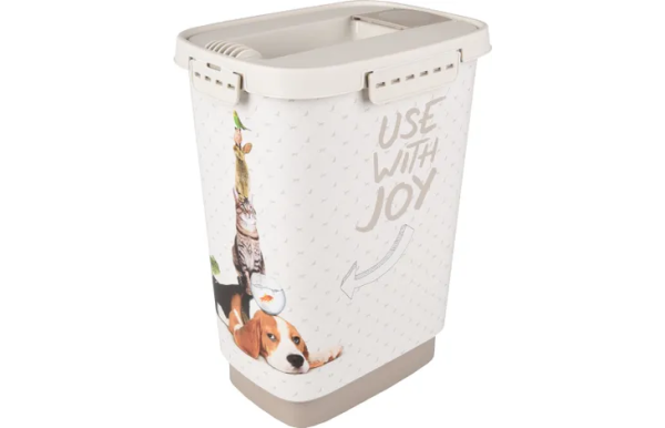 Conteneur à croquettes June Rectangle Taupe & Blanc 8.4L