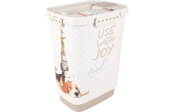 Conteneur à croquettes June Rectangle Taupe & Blanc 8.4L