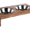 GAMELLE POUR LA NOURRITURE ET L'EAU DUO DINNER SUPPORT KATO RECTANGLE ARGENT & BRUN