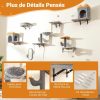 Tour pour Chat Mural Arbre à Chat avec Plate-forme à 2 Niveaux 2 Condos Confortables 1 Lit Confortable 1 Planche à Gratter
