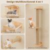 Accessoires Muraux 4 en 1 pour Chat Etagères Murales pour Chat avec Arbre à Chat à 3 Niveaux Hamac Griffoir et Tapis Naturel