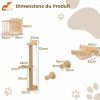 Accessoires Muraux 4 en 1 pour Chat Etagères Murales pour Chat avec Arbre à Chat à 3 Niveaux Hamac Griffoir et Tapis Naturel