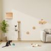 Accessoires Muraux 4 en 1 pour Chat Etagères Murales pour Chat avec Arbre à Chat à 3 Niveaux Hamac Griffoir et Tapis Naturel
