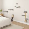 Arbre à Chat Mural Meubles avec 4 Niveaux Hamac Planche à Griffer & Tapis 2 Plateformes de Saut Arbre à Grimper Économiseur d'Espace Gris