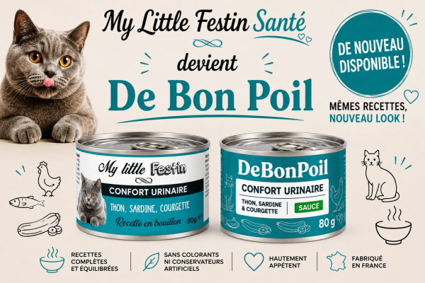 chatgpt-image-7-juil-2026-21-15-25.png DE BON POIL Pâtée ''Confort urinaire'' - Thon, sardine et courgette en sauce 80g