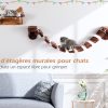 Arbre à Chat Mural en Bois avec Couchage et Escalier Pont à 9 Étapes 123 x 20 x 17 CM Charge max : 10KG Marron