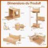 Ensemble de 6 Meubles Muraux pour Chat Étagères avec Hamac Pont Arbre à Chat à 2 Niveaux Plates-Formes Marches Poteaux à Griffer Naturel