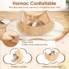 Ensemble de 6 Meubles Muraux pour Chat Étagères avec Hamac Pont Arbre à Chat à 2 Niveaux Plates-Formes Marches Poteaux à Griffer Beige