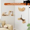 Ensemble de 6 Meubles Muraux pour Chat Étagères avec Hamac Pont Arbre à Chat à 2 Niveaux Plates-Formes Marches Poteaux à Griffer Beige