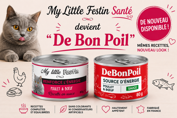 image-poulet-boeuf-en-sauce.png DE BON POIL renforce l'énergie 80grs pour chat- poulet & bœuf en sauce