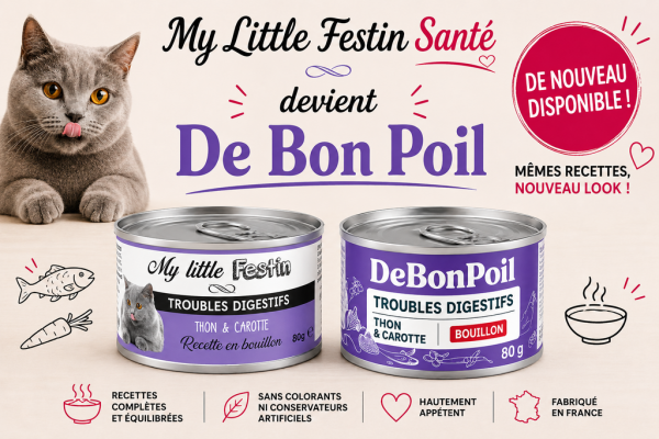 image-thon-carottes-en-bouillon.png DE BON POILS Boîtes pour chat digestion - 80 g bouillon - Thon & Carotte