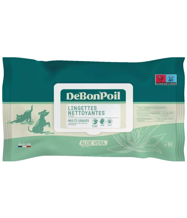 lingettes-nettoyantes-aloe-vera-chien-chat.png Lingettes nettoyantes " DE BON POIL"