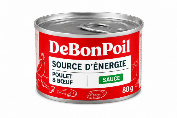 poulet-beuf-en-sauce.png DE BON POIL renforce l'énergie 80grs pour chat- poulet & bœuf en sauce