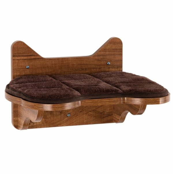 Arbre à Chat Mural en Bois avec Couchage et Escalier Pont à 9 Étapes 123 x 20 x 17 CM Charge max : 10KG Marron