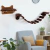 Arbre à Chat Mural en Bois avec Couchage et Escalier Pont à 9 Étapes 123 x 20 x 17 CM Charge max : 10KG Marron
