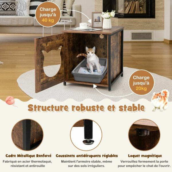 pv10016cf-liti-re-pour-chat-2.jpeg Meuble Litiere Chat Cadre en métal antirouille Industriel