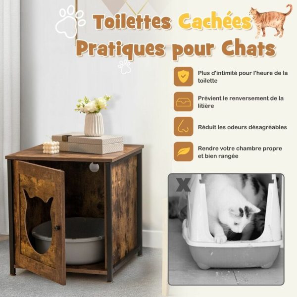pv10016cf-liti-re-pour-chat-3.jpeg Meuble Litiere Chat Cadre en métal antirouille Industriel