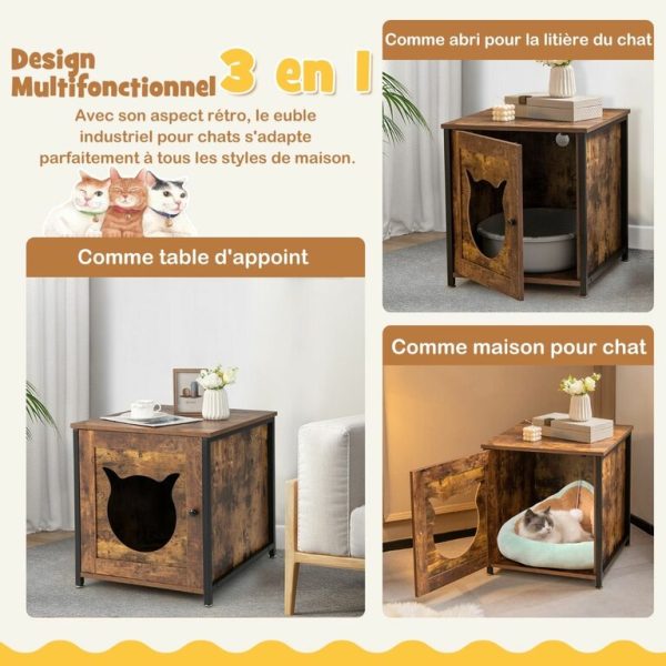 pv10016cf-liti-re-pour-chat-4.jpeg Meuble Litiere Chat Cadre en métal antirouille Industriel