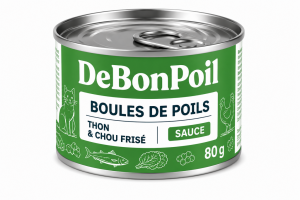 DE BON POIL Pâtée ''Boules de poils'' - thon et chou frisé en sauce 80g