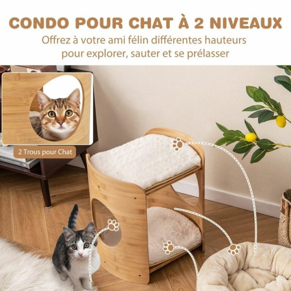 tour-pour-chat-sur-lev-e-pv10149be-10-2.jpeg Tour surélevée pour chat en bambou – Élégance, confort et bien-être